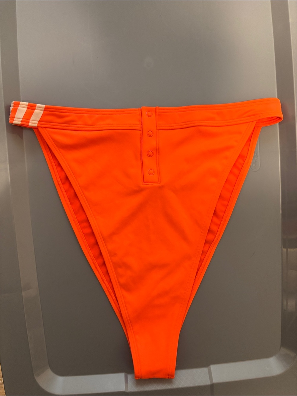 IVY PARK Neon Orange High-Cut Bikini Bottom with White Stripe